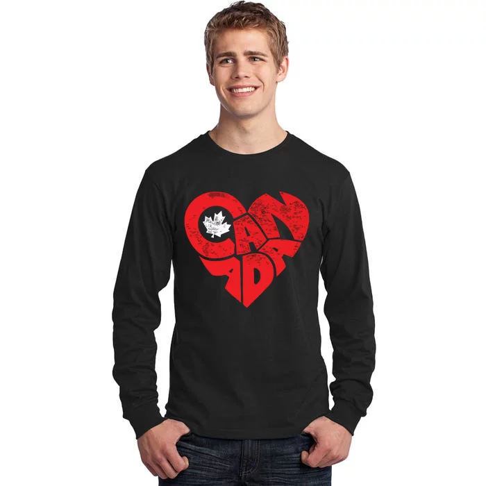 Canada Flag Heart Shirts Canadian Roots Americans Love Maple Tall Long Sleeve T-Shirt