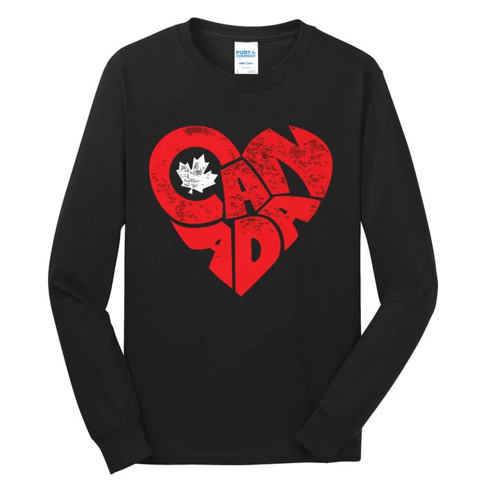 Canada Flag Heart Shirts Canadian Roots Americans Love Maple Tall Long Sleeve T-Shirt