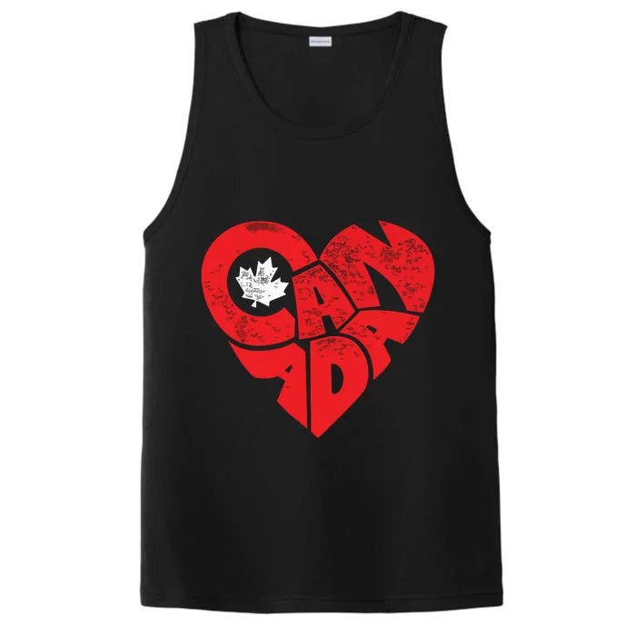 Canada Flag Heart Shirts Canadian Roots Americans Love Maple Performance Tank