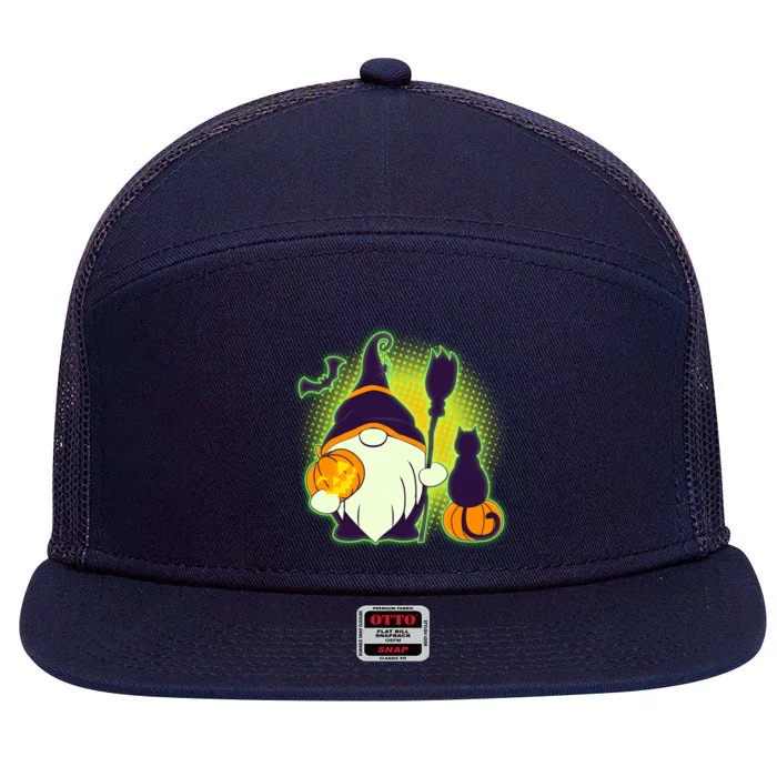 Cute Funny Halloween Gnome 7 Panel Mesh Trucker Snapback Hat