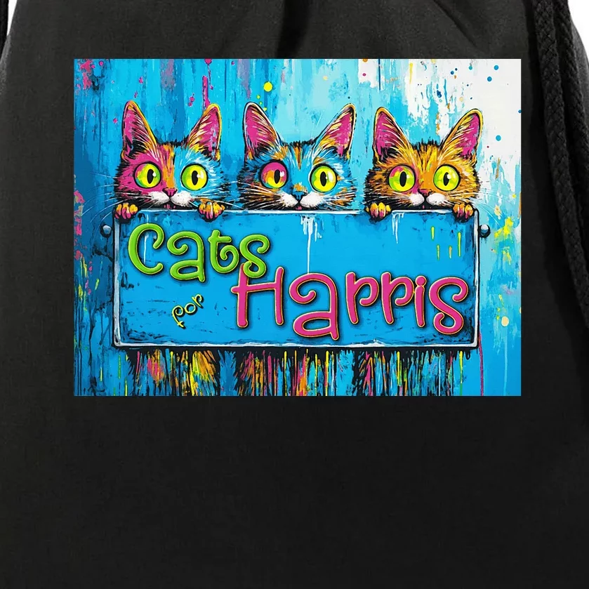 Cats For Harris Vibrant Kitten Campaign Support Drawstring Bag