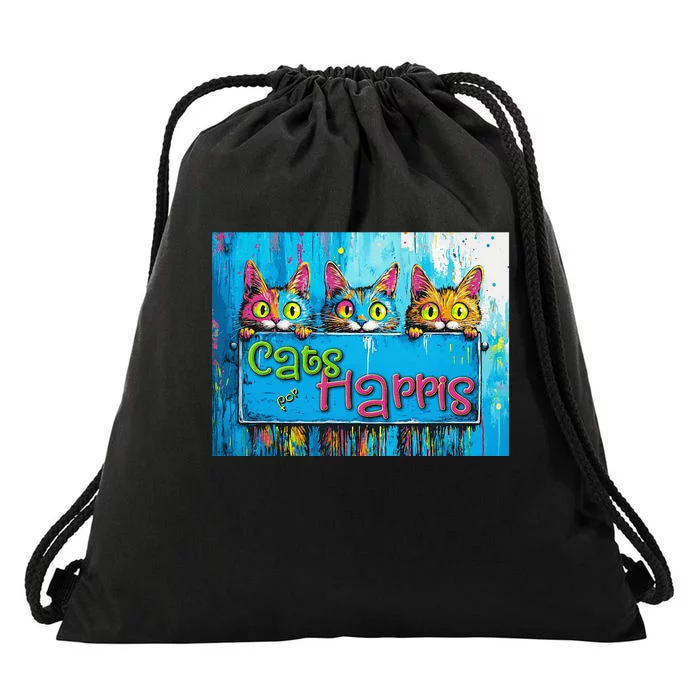 Cats For Harris Vibrant Kitten Campaign Support Drawstring Bag