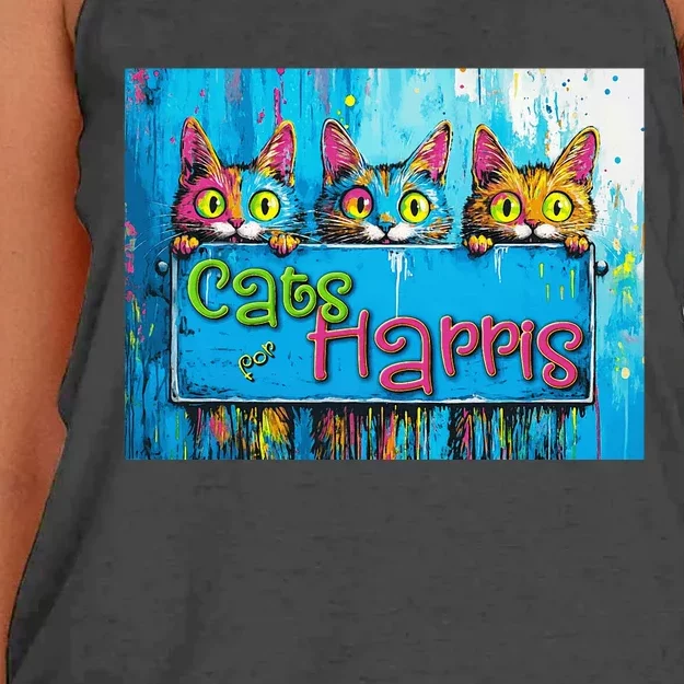 Cats For Harris Vibrant Kitten Campaign Support Women's Knotted Racerback Tank