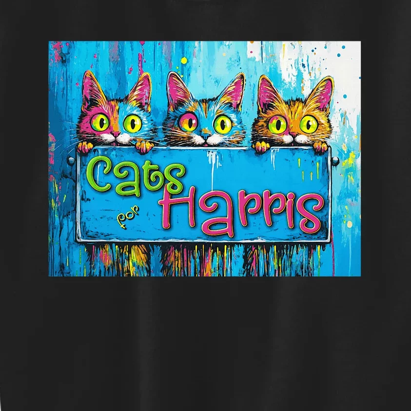 Cats For Harris Vibrant Kitten Campaign Support Kids Sweatshirt