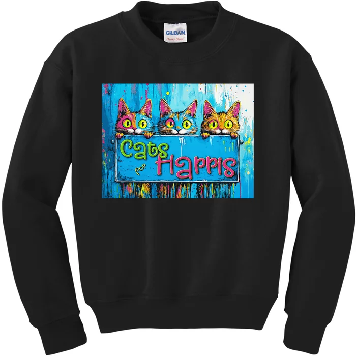 Cats For Harris Vibrant Kitten Campaign Support Kids Sweatshirt