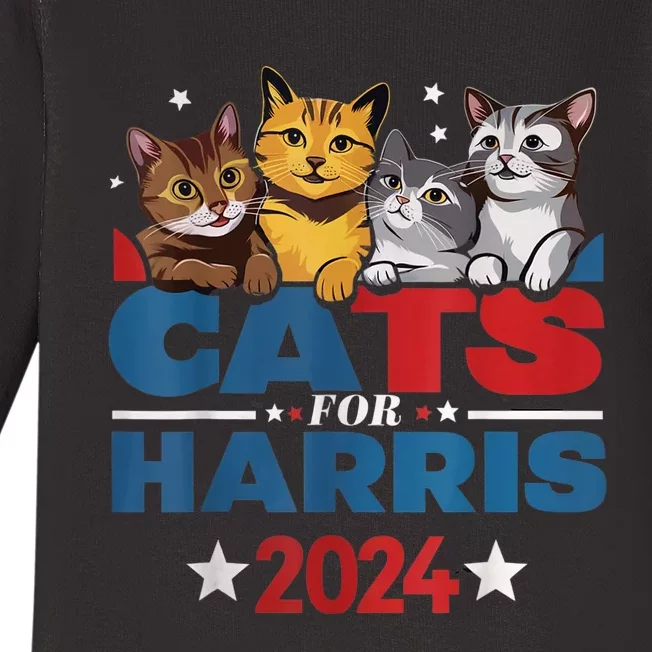 Cats For Harris 2024 Kamala Harris For President 2024 Baby Long Sleeve Bodysuit