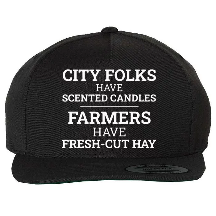 City Folks Have Scented Candles Farmers Have Freshcut Hay Wool Snapback Cap