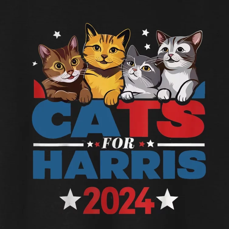 Cats For Harris 2024 Kamala Harris For President 2024 Women's Crop Top Tee