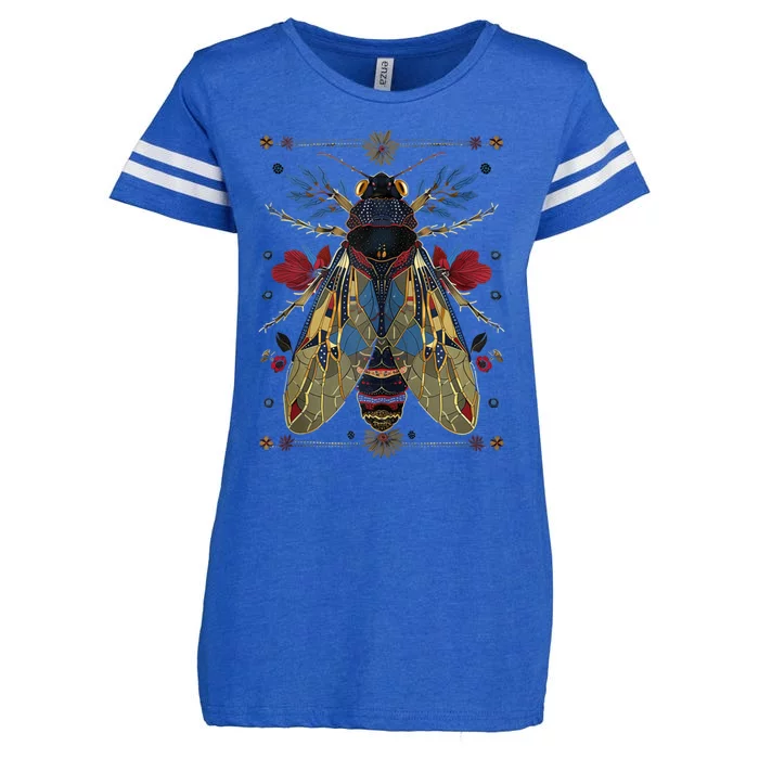 Cicada Flowers Insect Bug Vintage Tattoo Artist Entomology Enza Ladies Jersey Football T-Shirt