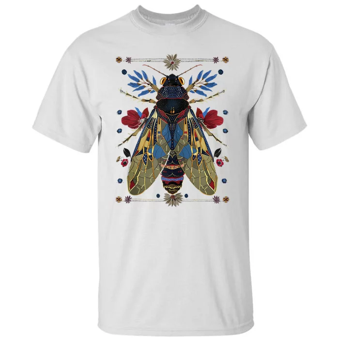 Cicada Flowers Insect Bug Vintage Tattoo Artist Entomology Tall T-Shirt