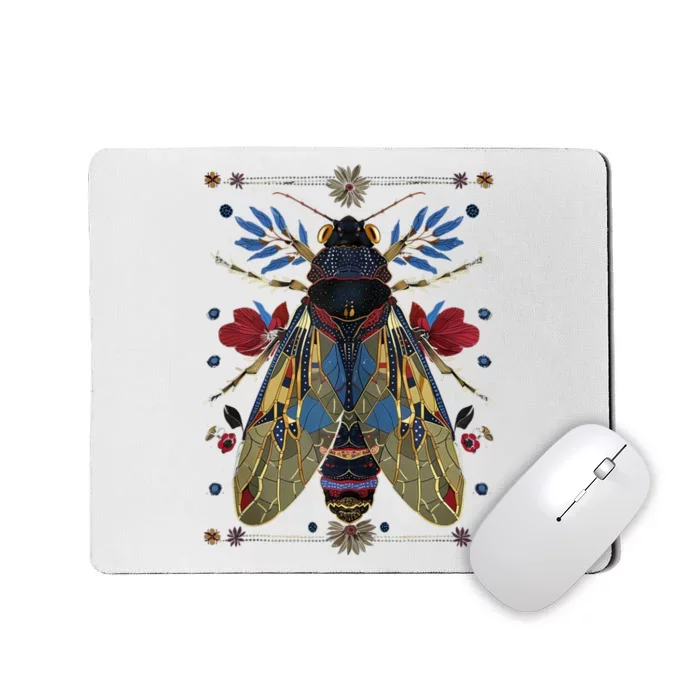 Cicada Flowers Insect Bug Vintage Tattoo Artist Entomology Mousepad