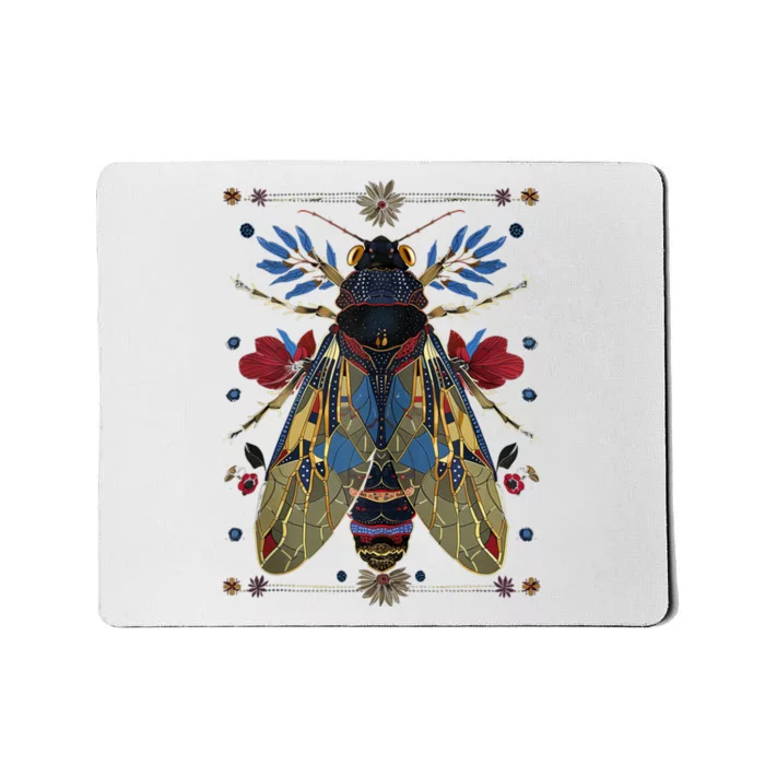 Cicada Flowers Insect Bug Vintage Tattoo Artist Entomology Mousepad