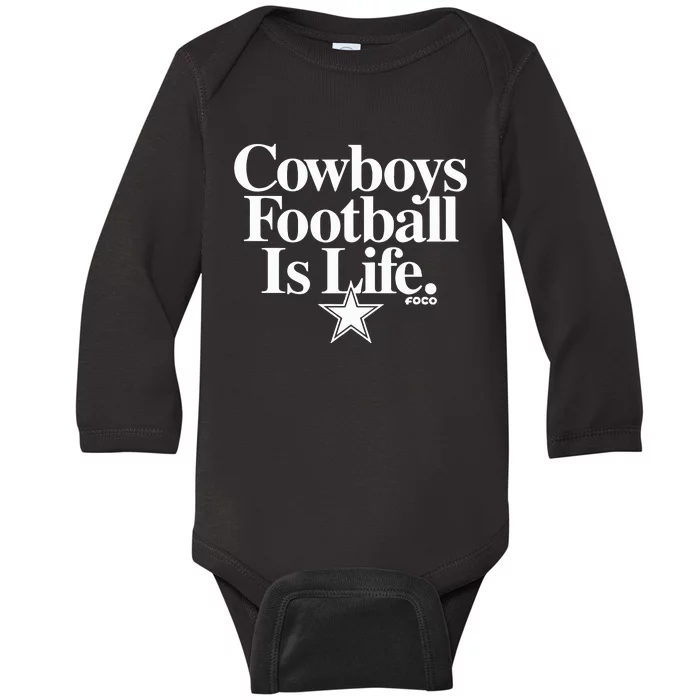 Cowboys Football Is Life Foco Baby Long Sleeve Bodysuit