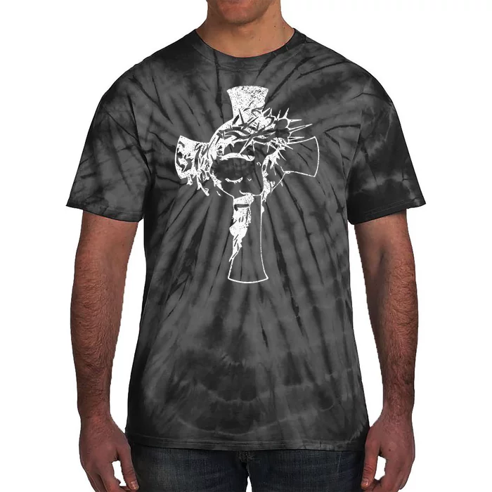 Christ Face In Cross Vintage Bible Verse Religious Tie-Dye T-Shirt