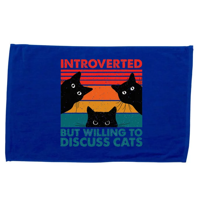 Cat Funny Introverted But Willing To Discuss Cats Microfiber Hand Towel