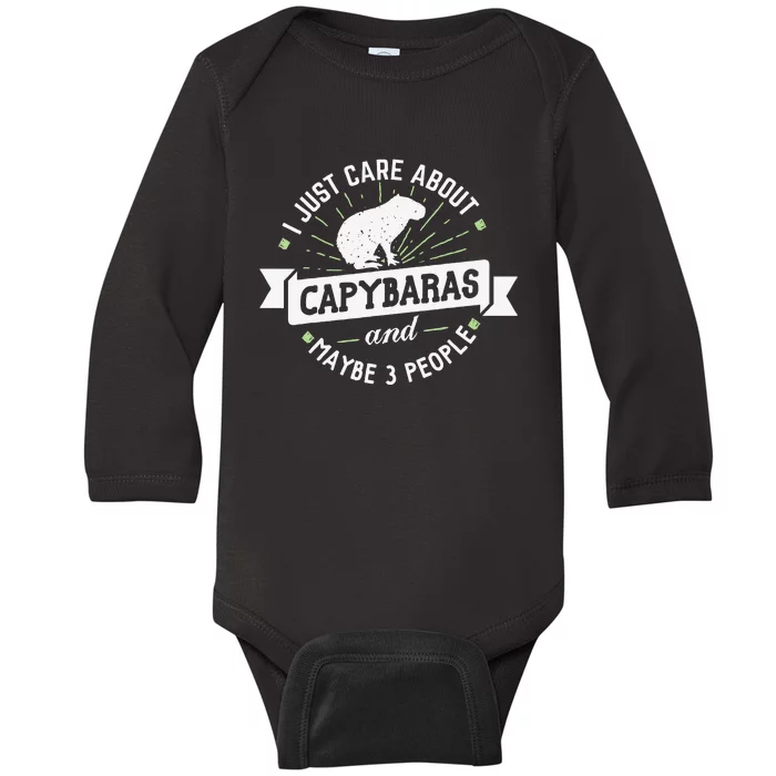 Capybaras funny I Just Care About Capybaras! Baby Long Sleeve Bodysuit