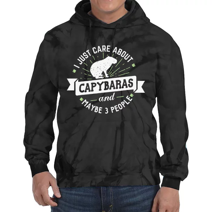 Capybaras funny I Just Care About Capybaras! Tie Dye Hoodie