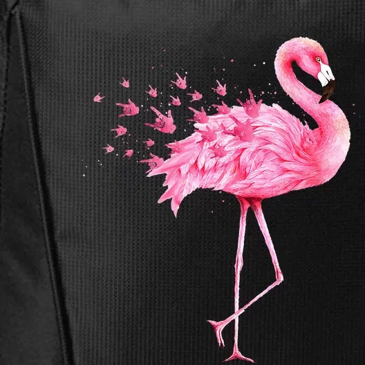 Cute Flamingo I Love You ASL American Sign Language City Backpack