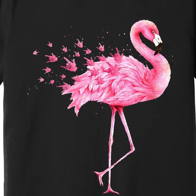 Cute Flamingo I Love You ASL American Sign Language Premium T-Shirt