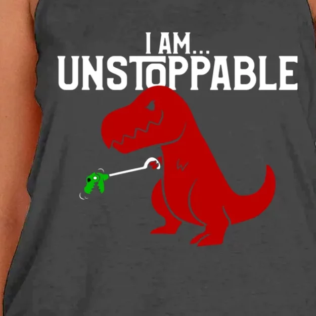 Cute & Funny I Am Unstoppable TRex Dinosaur Women's Knotted Racerback Tank