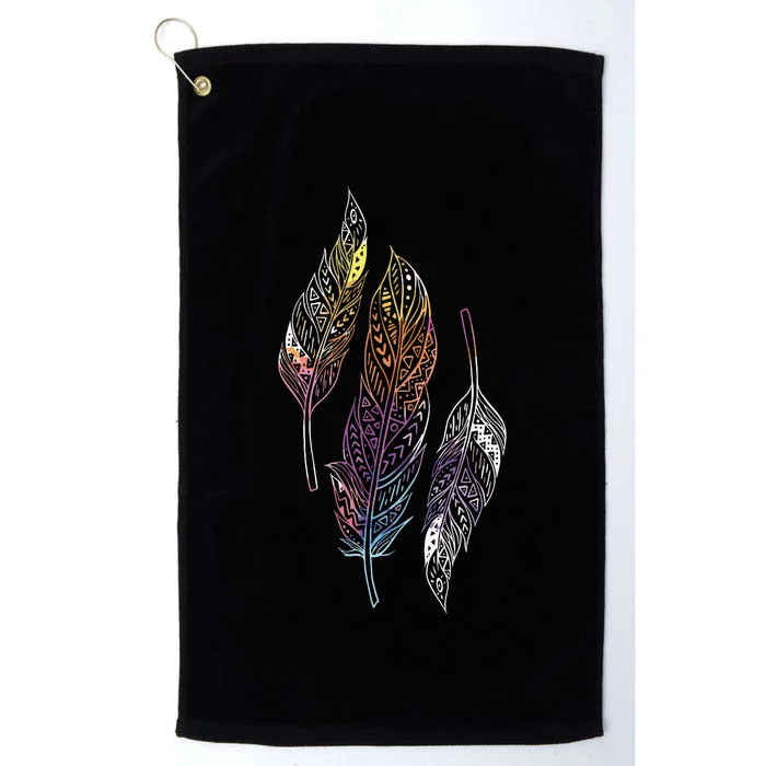 Colorful Feathers Indigenous People Indian Native American Platinum Collection Golf Towel