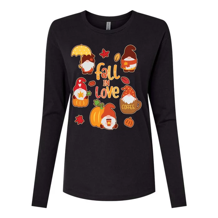 Cute Fall In Love Autumn Gnomes Womens Cotton Relaxed Long Sleeve T-Shirt