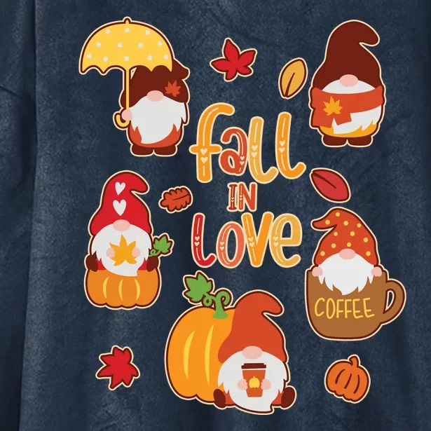 Cute Fall In Love Autumn Gnomes Hooded Wearable Blanket