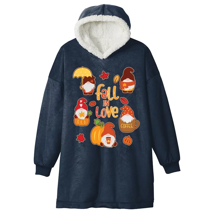 Cute Fall In Love Autumn Gnomes Hooded Wearable Blanket