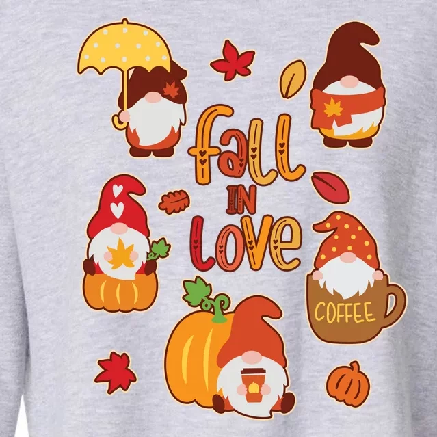 Cute Fall In Love Autumn Gnomes Cropped Pullover Crew