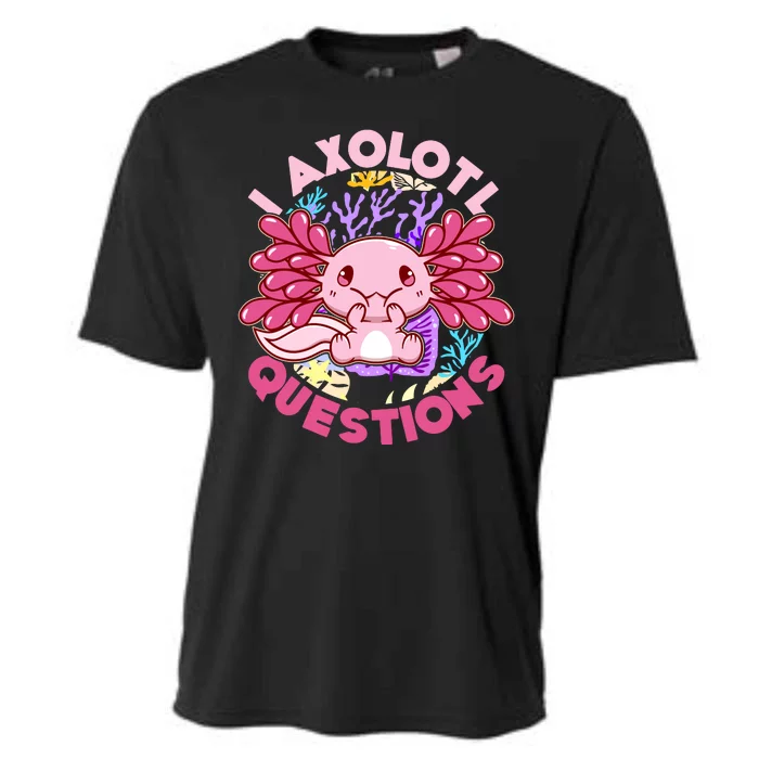 Cute Funny I Axolotl Questions Cooling Performance Crew T-Shirt