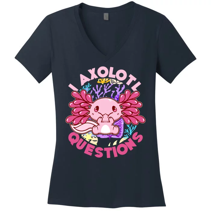 Cute Funny I Axolotl Questions Women's V-Neck T-Shirt