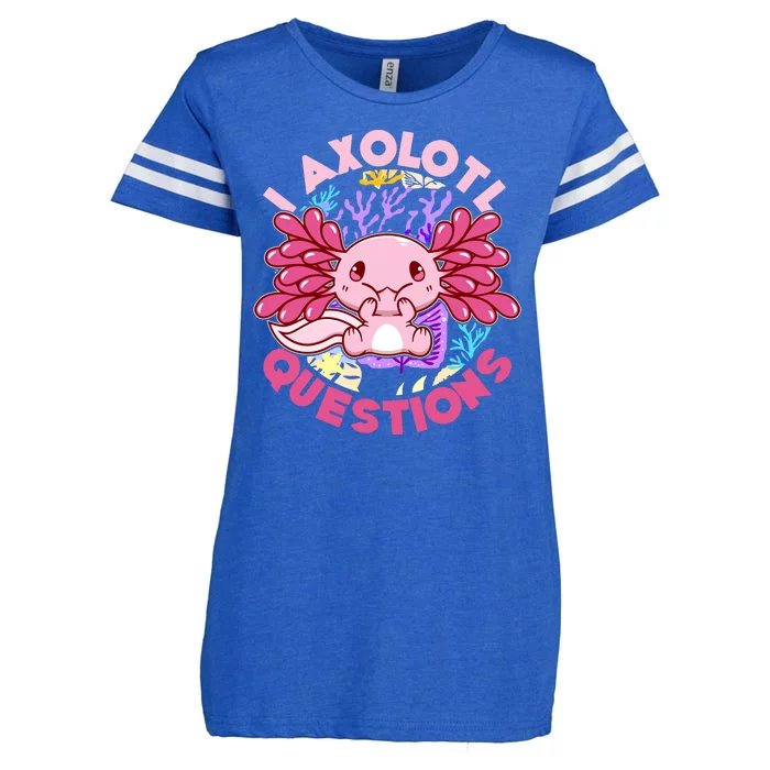 Cute Funny I Axolotl Questions Enza Ladies Jersey Football T-Shirt