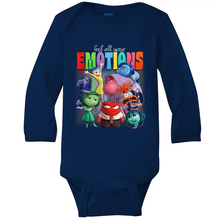 Cartoon Film Inside Out 2 Feel All Your Emotions Vintage Baby Long Sleeve Bodysuit