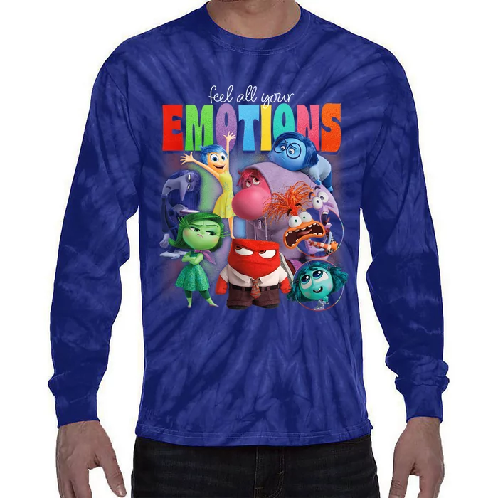 Cartoon Film Inside Out 2 Feel All Your Emotions Vintage Tie-Dye Long Sleeve Shirt