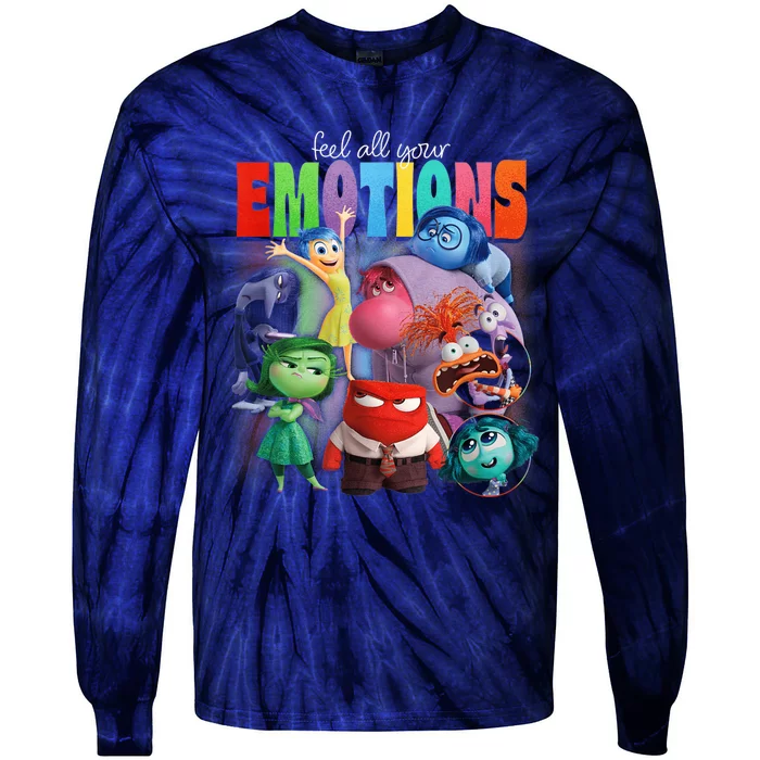 Cartoon Film Inside Out 2 Feel All Your Emotions Vintage Tie-Dye Long Sleeve Shirt