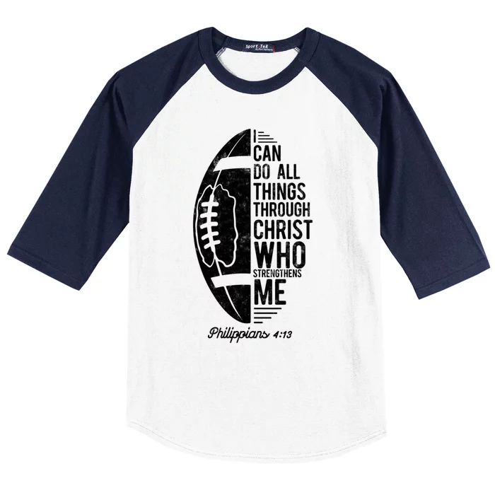 Christian Football I Can Do All Things Philippians 4 13 Gift Baseball Sleeve Shirt