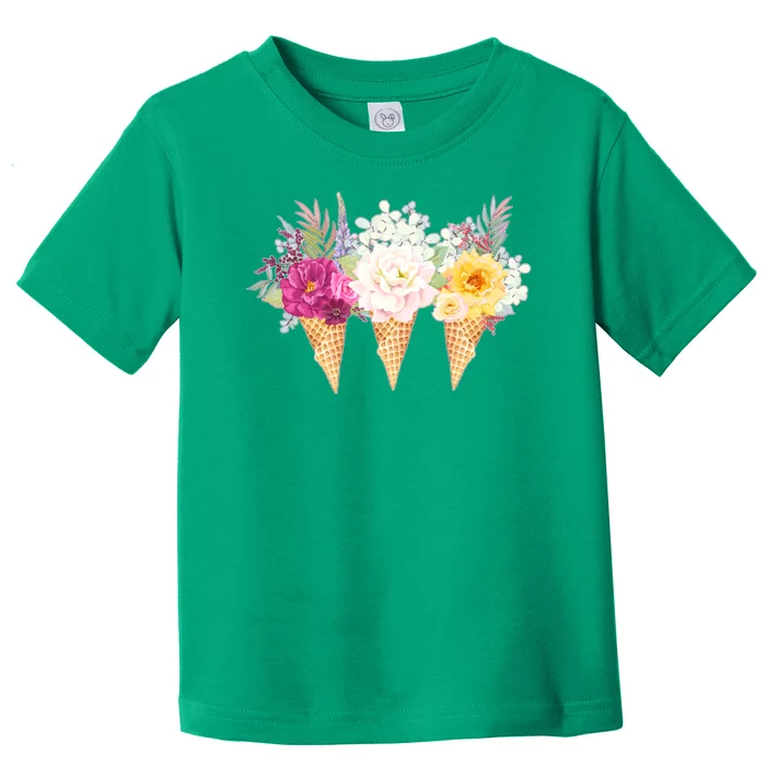 Cute Flower Ice Cream Cone Bouquets Toddler T-Shirt