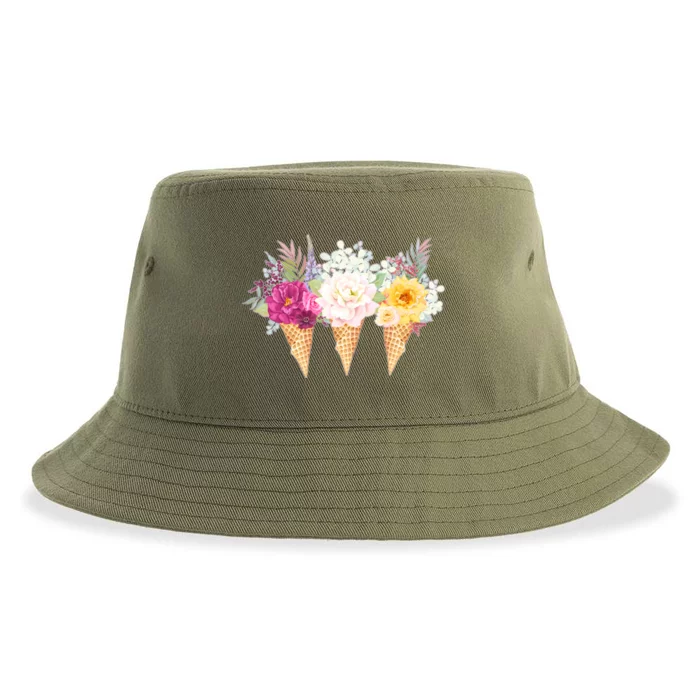 Cute Flower Ice Cream Cone Bouquets Sustainable Bucket Hat