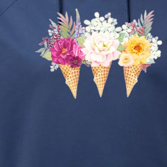 Cute Flower Ice Cream Cone Bouquets Performance Fleece Hoodie