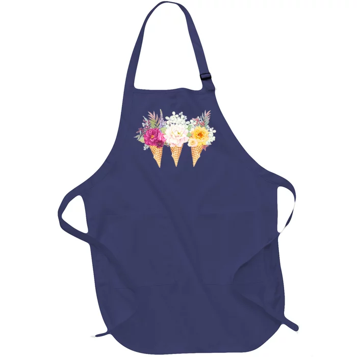 Cute Flower Ice Cream Cone Bouquets Full-Length Apron With Pocket