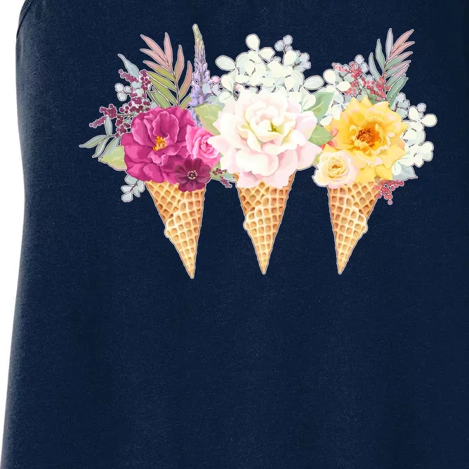 Cute Flower Ice Cream Cone Bouquets Women's Racerback Tank