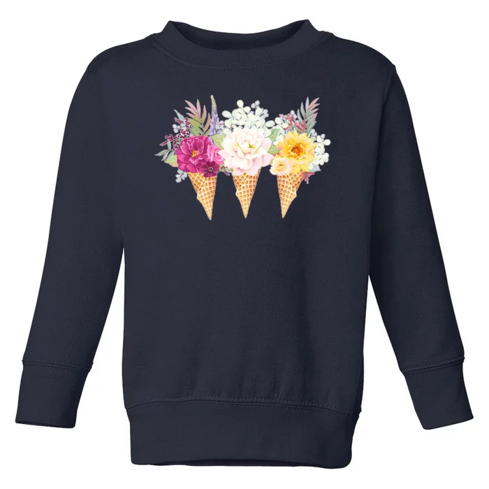 Cute Flower Ice Cream Cone Bouquets Toddler Sweatshirt