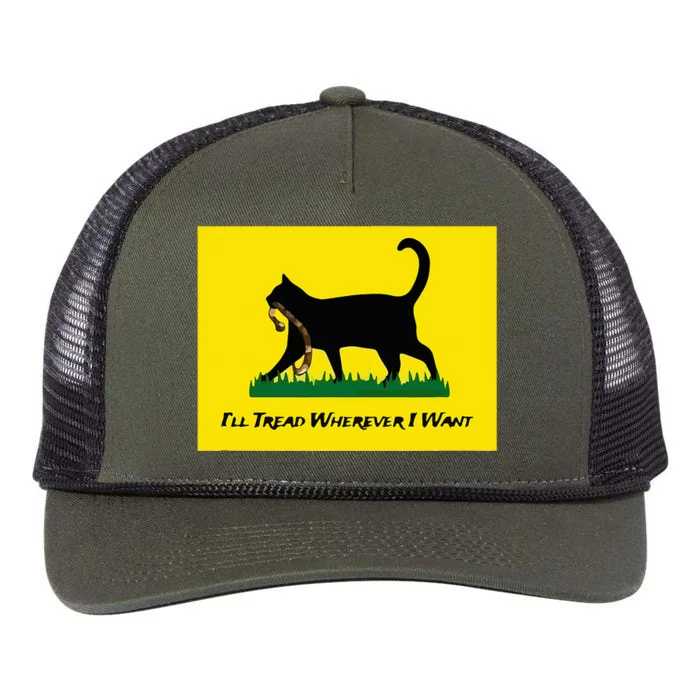 Cat Flag ILl Tread Wherever I Want Retro Rope Trucker Hat Cap