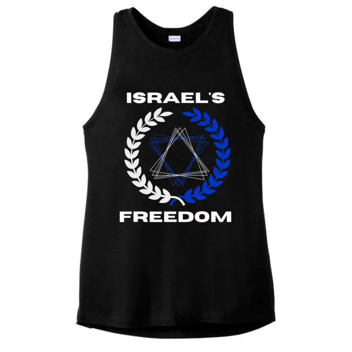 Classic Freedom Israel I Am With Israel Ladies Tri-Blend Wicking Tank