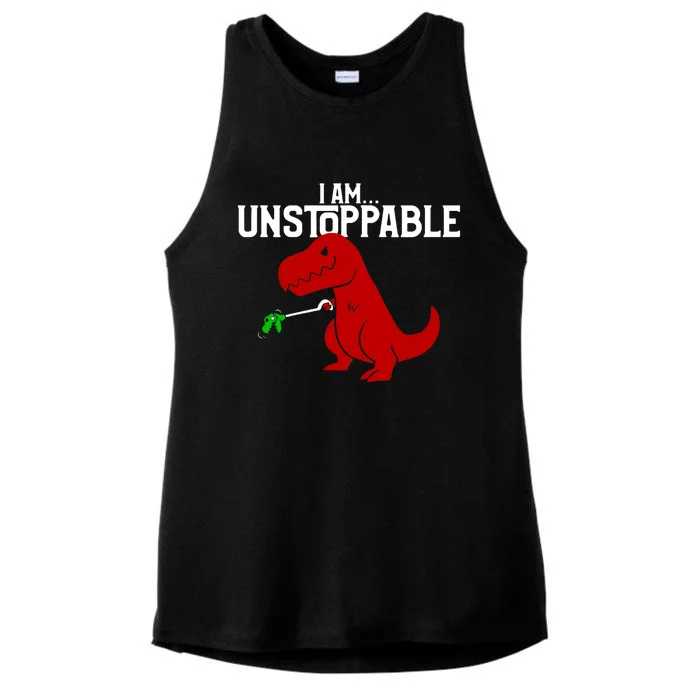 Cute & Funny I Am Unstoppable T-Rex Dinosaur Ladies Tri-Blend Wicking Tank