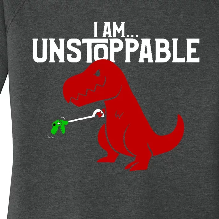 Cute & Funny I Am Unstoppable T-Rex Dinosaur Women's Perfect Tri Tunic Long Sleeve Shirt