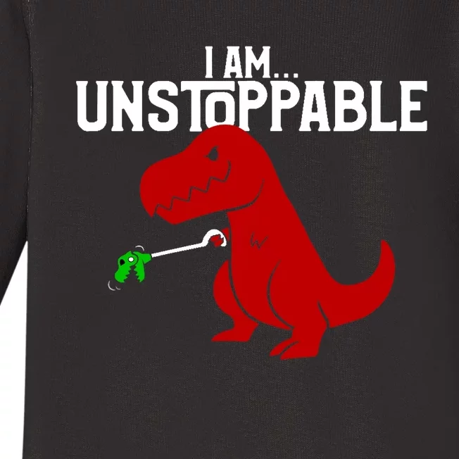 Cute & Funny I Am Unstoppable T-Rex Dinosaur Baby Long Sleeve Bodysuit