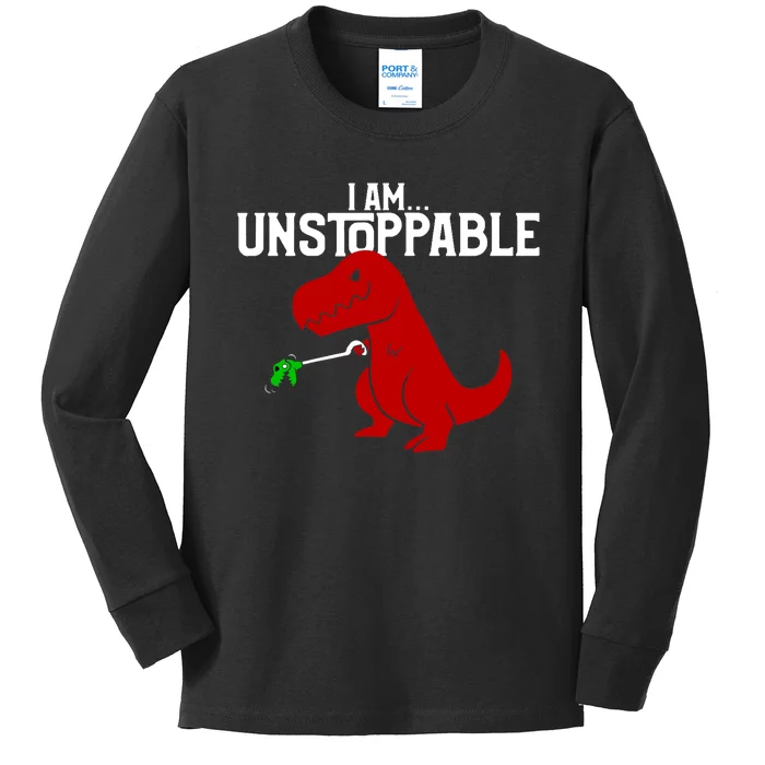 Cute & Funny I Am Unstoppable T-Rex Dinosaur Kids Long Sleeve Shirt