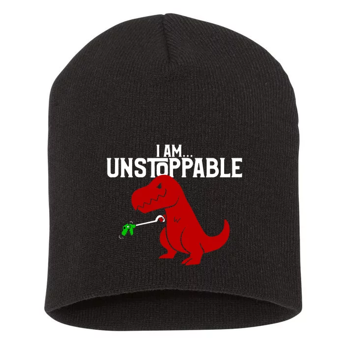 Cute & Funny I Am Unstoppable T-Rex Dinosaur Short Acrylic Beanie