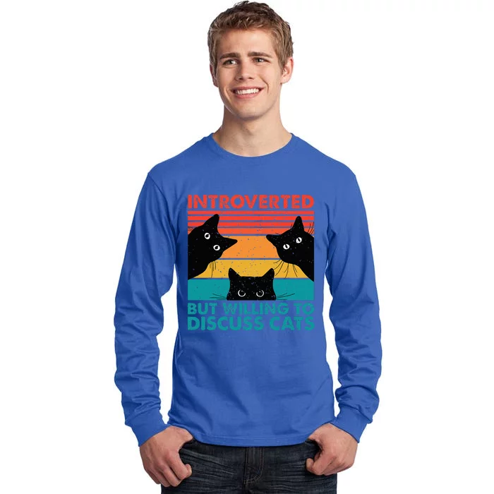 Cat Funny Introverted But Willing To Discuss Cats Tall Long Sleeve T-Shirt